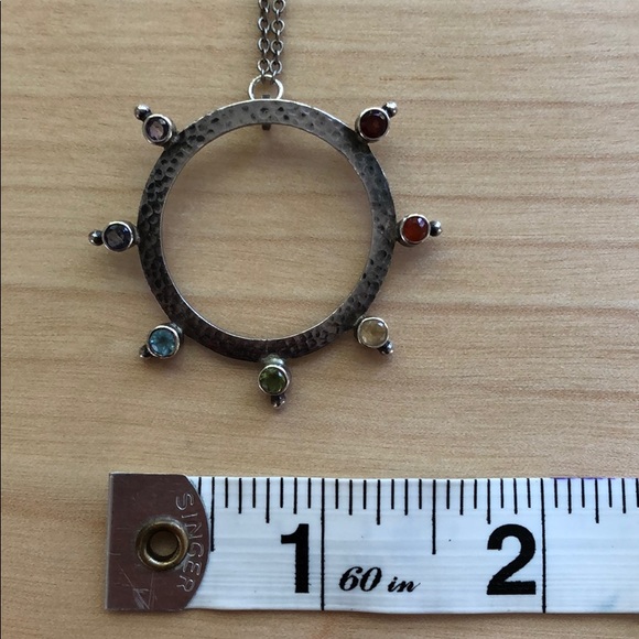 SOLD 🙌🏼 Sterling + Gemstones Chakras Circle Pendant - Picture 3 of 7